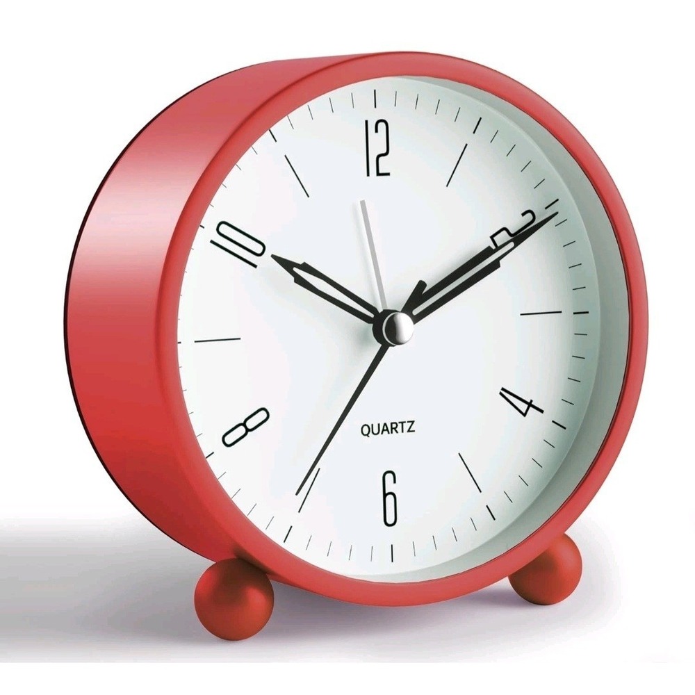 Analog Alarm Clock, 4 inch Super Silent Non Ticking Small Clock with Night Light